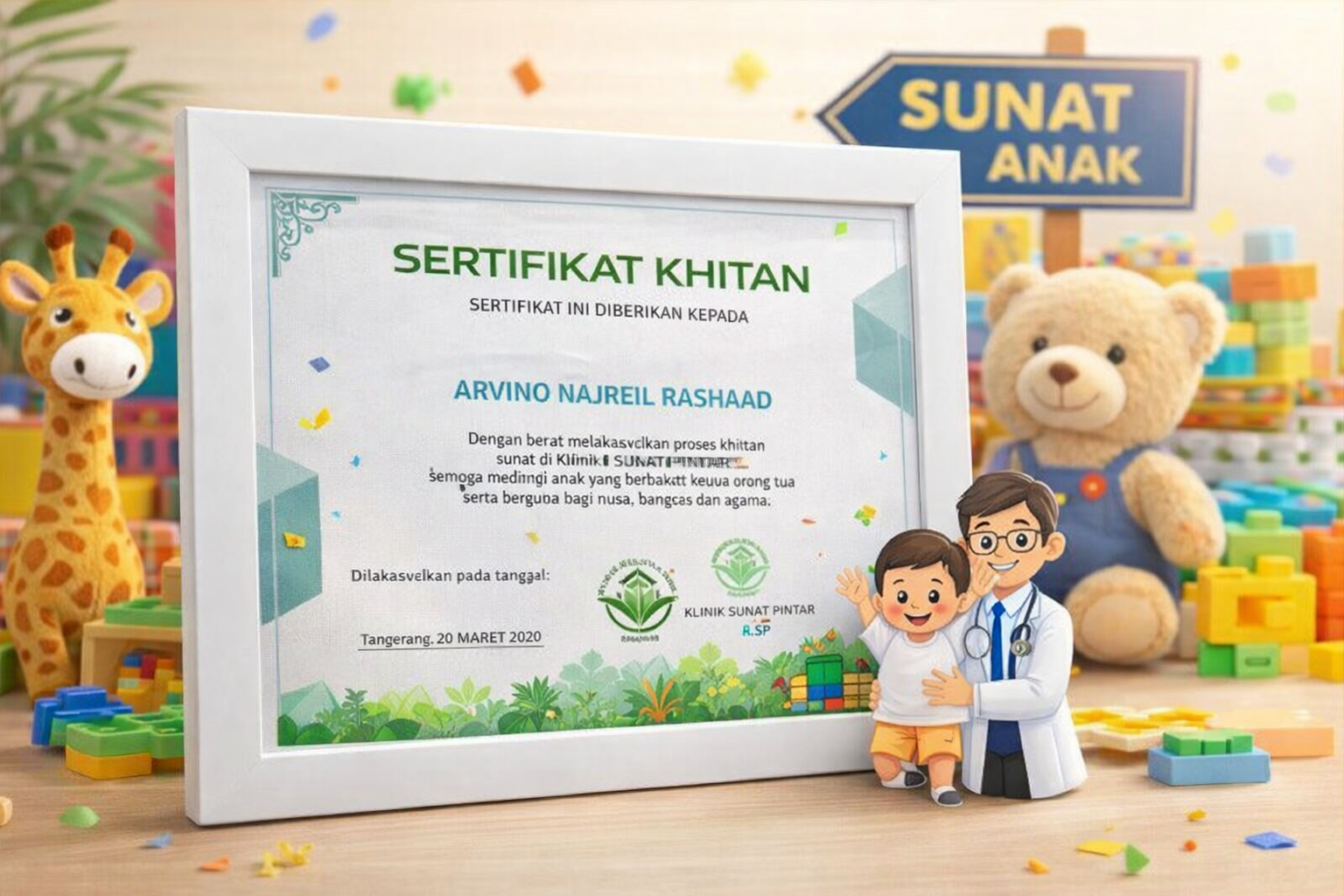 Sertifikat sunat resmi sebagai apresiasi keberanian anak